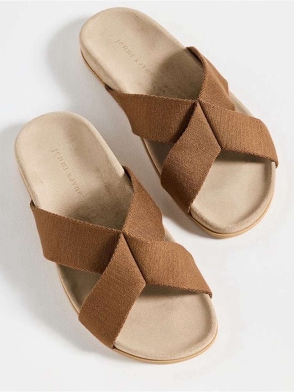 Jenni Kayne Brown Cotton Crossover Sandals Size US 9